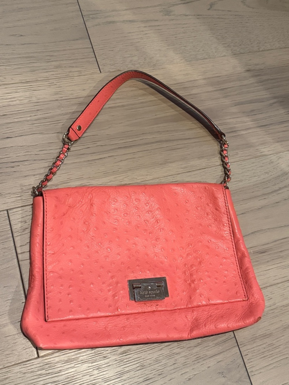 kate spade Coral Textured Shoulder Bag with Chain Strap